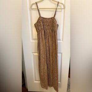 a new day Brown Geometric Maxi Dress with Smocked Bodice